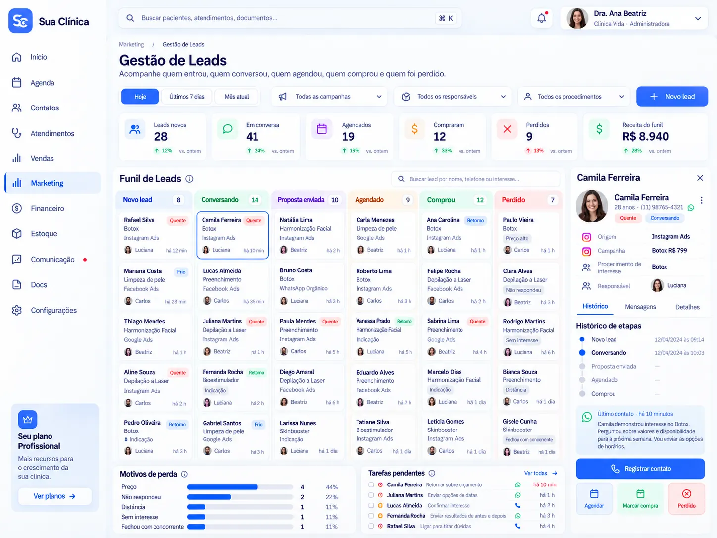 Protótipo do funil de leads